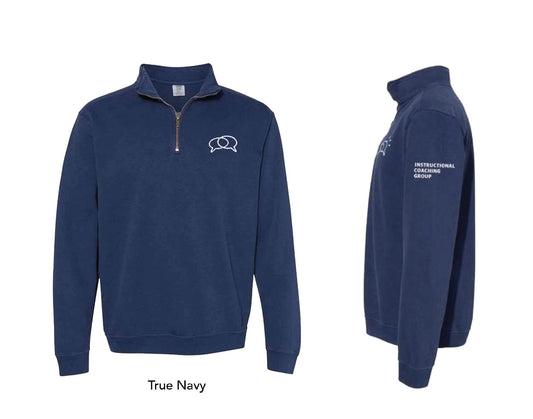 Navy 3/4 zip sweatshirt with logo